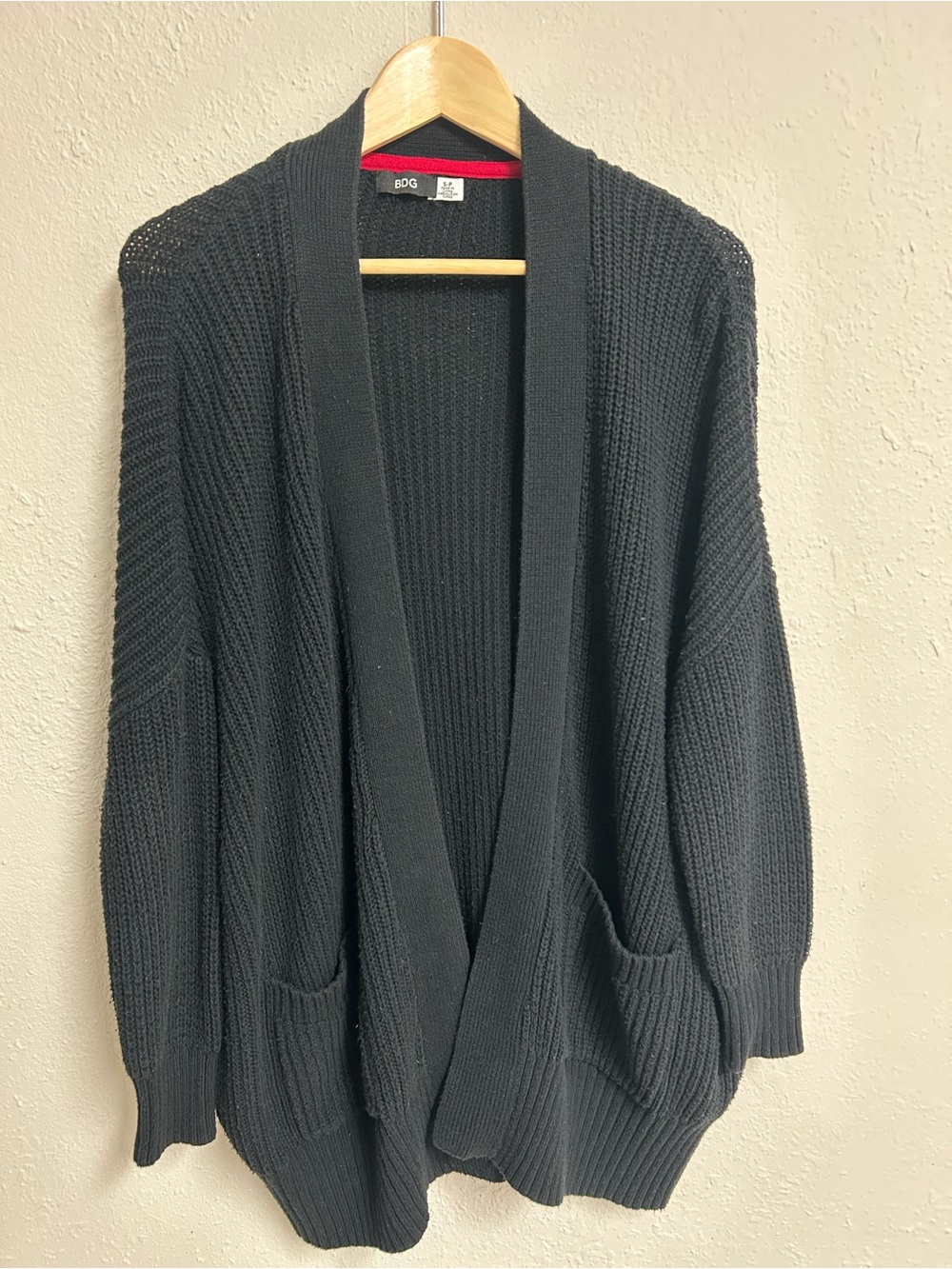 BDG Urban Outfitters Black Open Front Slouchy Boyfriend Cardigan Sweater S
